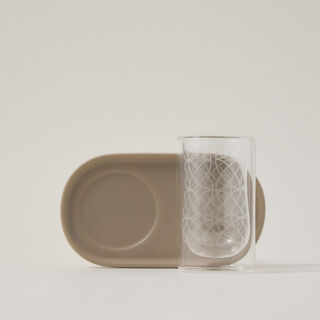 Dallaty beige glass and porcelain tea cups set 12 pcs