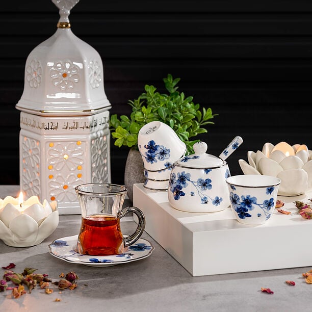 La Mesa Porcelain Tea And Coffee Set 21 Pieces Blue image number 7