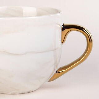 La Mesa Marble Tea Cup & Saucer Set 12 Pieces Gold