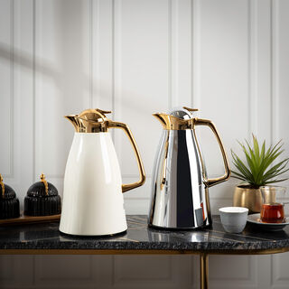 Dallaty vacuum flask chrome and beige 1L