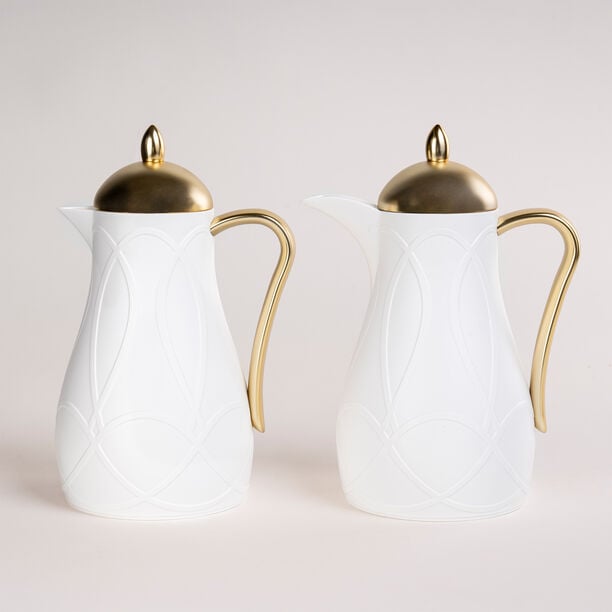 Dallaty white and gold plastic flask 1L 2 pcs image number 0