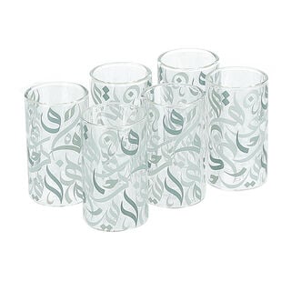 Dallaty green glass tea cups set 6 pcs