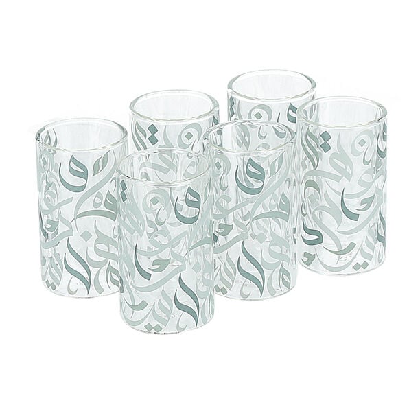Dallaty green glass tea cups set 6 pcs image number 0