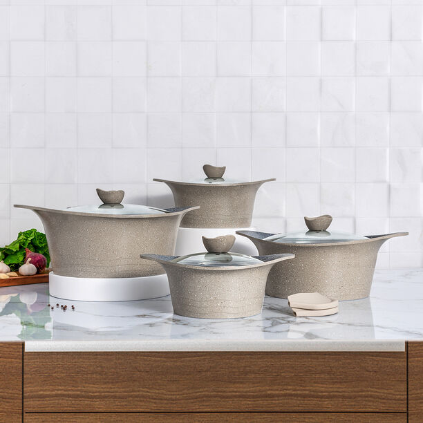 Alberto almuinum 8pcs cookware set, light brown image number 0