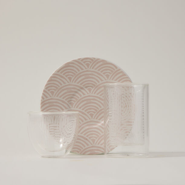 Dallaty white porcelain and glass Tea and coffee cups set 18 pcs image number 1