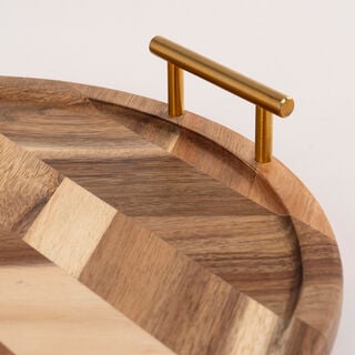 Round wooden serving tray 35.6*35.6*5.4 cm