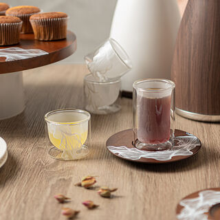 Dallaty wood and glass Tea and coffee cups set 18 pcs