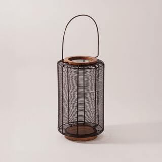 Homez metal and wood cage lantern, black 20.5*20.5*35 cm
