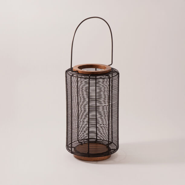 Homez metal and wood cage lantern, black 20.5*20.5*35 cm image number 0