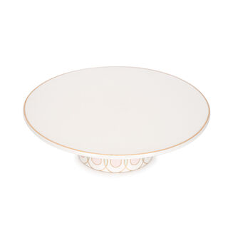 La Mesa white porcelain cake stand with pink base