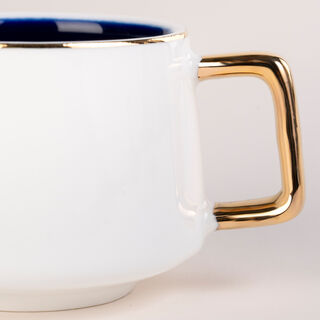 دلتي طقم فناجين قهوة تركي بورسلان أزرق وأبيض 12 قطعة