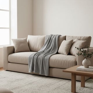 Boutique Blanche Waffle 100% Cotton Woven Throw Light Grey 130*180cm