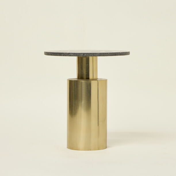 MARBLE ROUND SIDE TABLE WITH STEEL image number 1