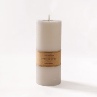 LED rustic candle in white 10*25cm