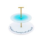 La Mesa Cake Stand 2 Tiers Aqua  image number 0