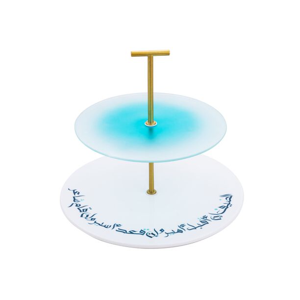 La Mesa Cake Stand 2 Tiers Aqua  image number 0