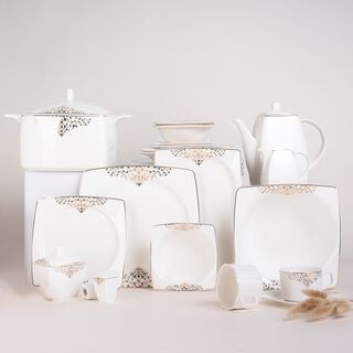 لا ميسا طقم عشاء بورسلان عالي الجودة ذهبي 85 قطعة