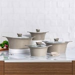 Alberto 8 piece beige granite cookware set image number 0