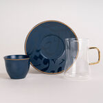 Arabic Tea and Coffec Set 18Pc Porcelain Mattglow Blue image number 1