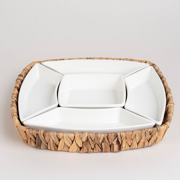 5Pcs Section Tray With Sea Grass Basket image number 1