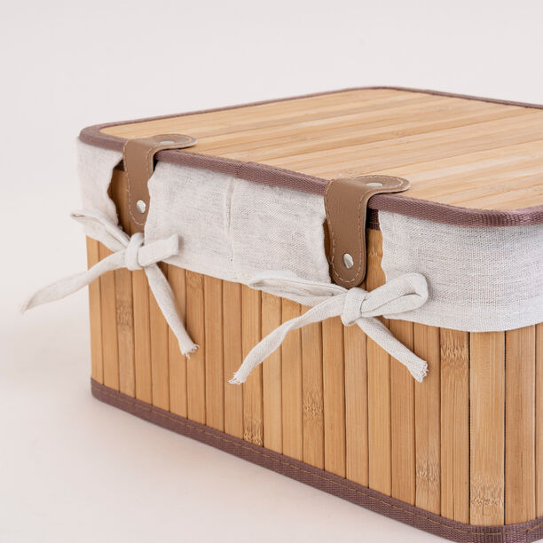 Cottage bamboo basket set with lid 3 pcs image number 6