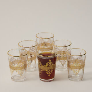 6 Oz Moroccan Tea Glass Real Gold H8.2Xt5.8Xb4.3Cm Design 1