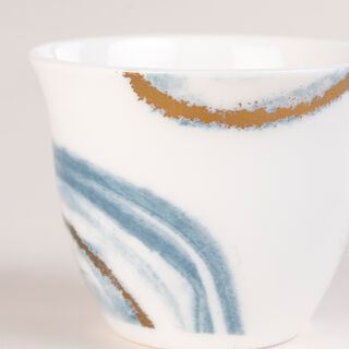 La Mesa white porcelain and glass tea and coffee cups set 18 pcs