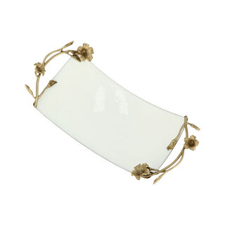 Pedestal Tray White&Satin Gold