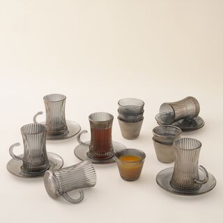 Dallaty 18pcs glass tea and coffee set, grey
