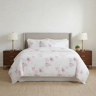 Cottage Microfiber King Comforter 6 Pcs Set, White/Pink, 230*250Cm