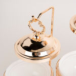 4 pieces Round Food Warmer Set With Candle Stand Gold 5" image number 2