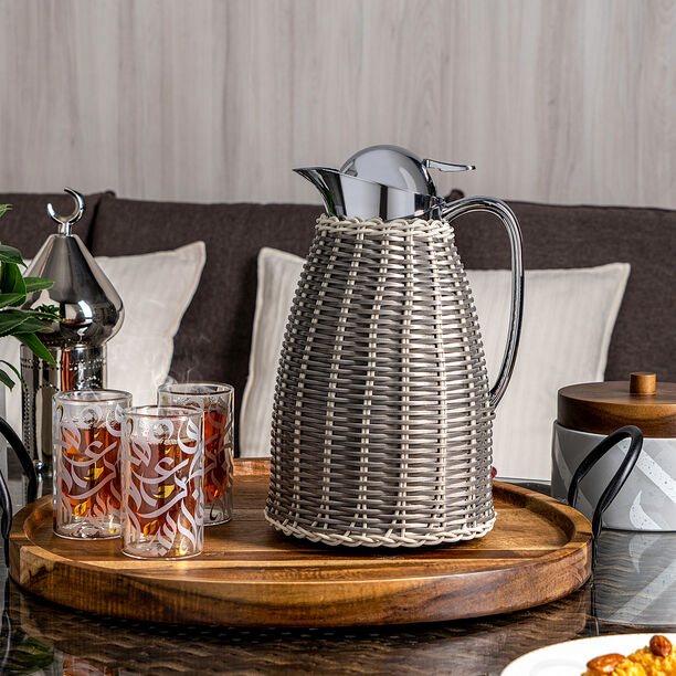 Dallety Steel Vacuum Flask Rattan Design Gray 1L image number 3