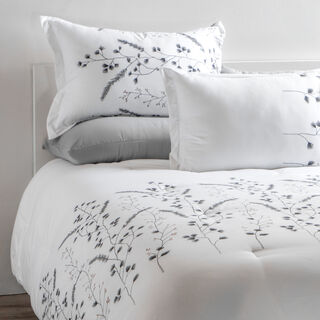 Cottage Microfiber King Comforter 6 Pcs Set, White/Grey, 230*250Cm