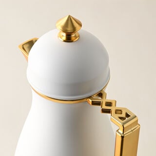 Dallaty 2 Pieces Plastic Vacuum Flask Koufa White & Gold 1L