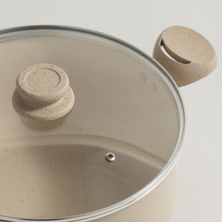 Alberto aluminum cooking pot with glass lid 8.5L, cream