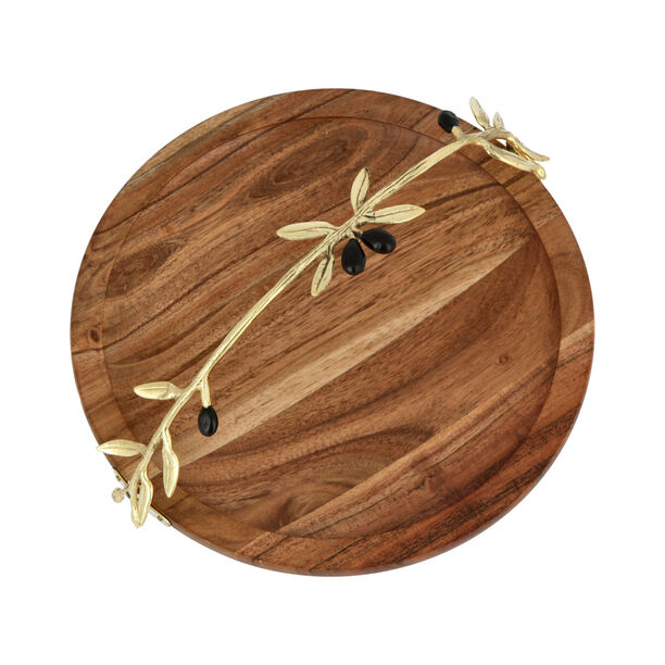 Wooden Round Basket With Olive Handle 25Cm image number 3