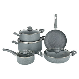 Pentola 9Pcs Granite Non Stick Cookware Set, Grey