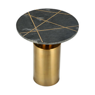 MARBLE ROUND SIDE TABLE WITH STEEL