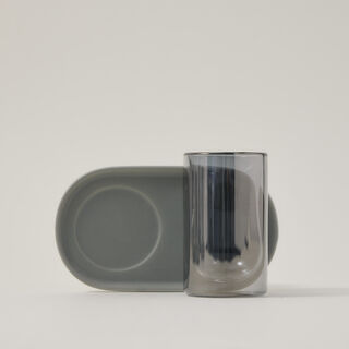 Dallaty grey and black glass and porcelain tea cups set 12 pcs