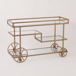 Homez metal and glass bar cart, glossy black 120*40*80 image number 0