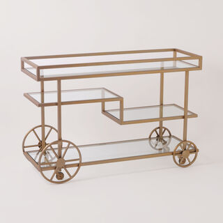 Homez metal and glass bar cart, glossy black 120*40*80