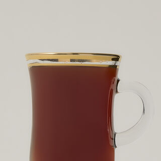 Tea Glass Set 6 Pieces Double Line Silver