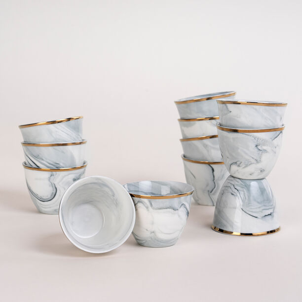 طقم فناجين قهوة عربية 12 قطعة رخام رمادي مع ذهبي من لاميسا image number 0