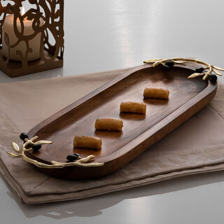 Wooden Oval Tray With Olive Handle 40Cm