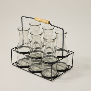 طقم المشروبات من البرتو مكوّن من 6 كاسات مع قاعدة ومسّاكة