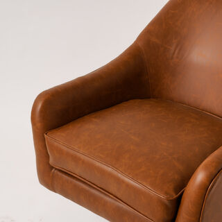 كرسي جلد بذراعين 72*75*86سم لون بني من هومز