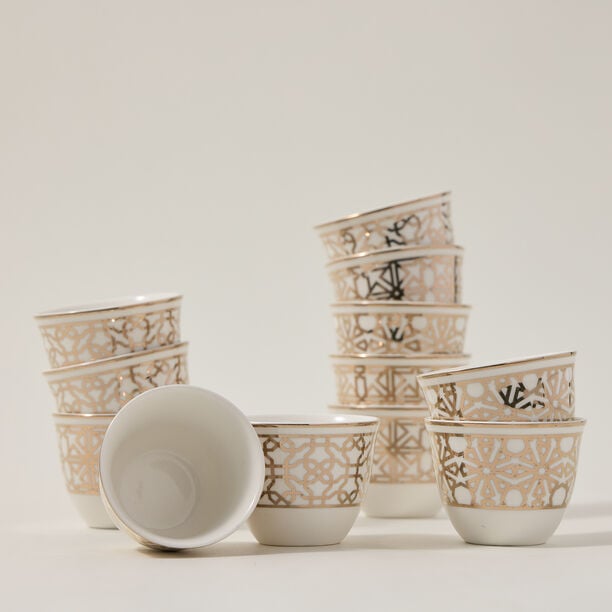 Dallaty gold porcelain Saudi coffee cups set 12 pcs image number 2