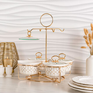 طقم أطباق تقديم مع سخّان 4 قطع