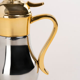 دلة ستيل صغيرة حافظة للحرارة ذهبي وفضي 300 مل