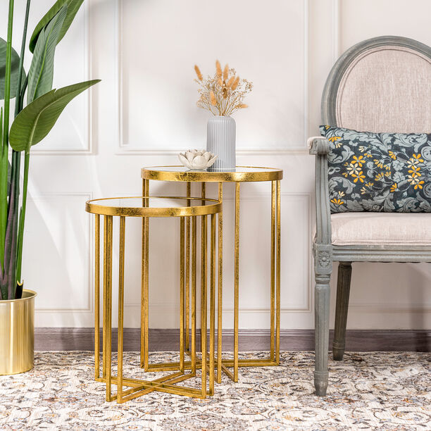 2 Pcs Nested Table Gold image number 0